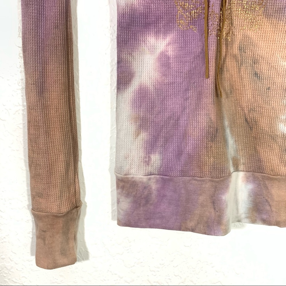 Heart Moon Stars Pink Tie Dye Lace Up Top - Picture 3 of 7